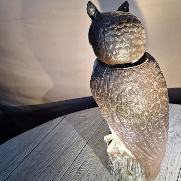 Owl Decoy Scarecrow Plastic Bobble Head Cream and Brown Dalen Products - Picture 8 of 11